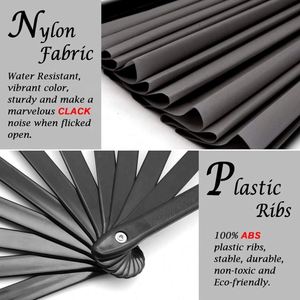 Abanico de mano chino ecológico de plástico de 13 pulgadas, plegable y portátil, con tela decorativa para Halloween y Navidad - Product Image 4