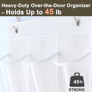 Over The Door Shoe Organizer 24 Pockets Crystal Clear Hanging <b>Storage</b> <b>Rack</b> For Shoes And Accessories - Product Image 5