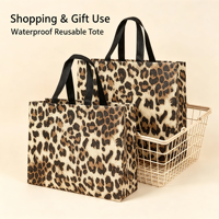 Sacs cadeaux haut de gamme à imprimé léopard en stock, sacs fourre-tout en non-tissé épaissi pour les boutiques de vêtements pour femmes