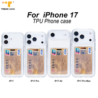 Coque de téléphone portable transparente antichoc en TPU de haute qualité, anti-traces de doigts, avec fente pour carte, pour iPhone 14 15 16 17 Pro Max (2026)