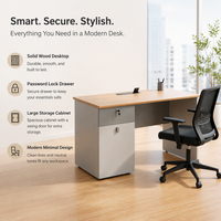 Bureau de direction moderne en bois Senrop avec tiroir verrouillable, armoire latérale modulaire extensible, poste de travail informatique