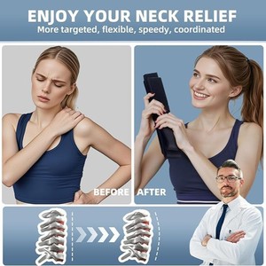 Ceinture de traction cervicale en forme de Y noire, étireur de cou manuel, équipement de fitness et de massage pour la correction de la colonne cervicale - Product Image 4