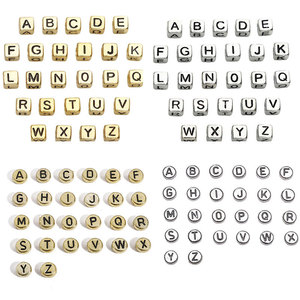 Acrylic English Alphabet Mixed Shapes Square &amp; Round Handmade DIY Bracelet Beads 50/<strong>Bag</strong> - Product Image 1