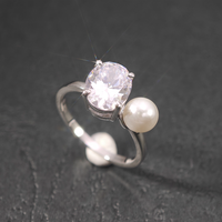 Bague Moissanite certifiée GRA couleur D perle d'eau douce naturelle bague en argent 925 perle pour femmes passe testeur de diamant