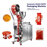 Machine de remplissage verticale pour sauces et pâtes avec scellage, pour le conditionnement en sachets de pâte de tomate, beurre de cacahuète, miel, vinaigrette