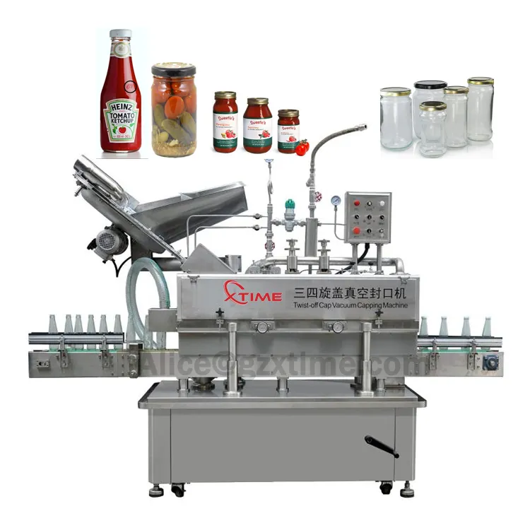 Автоматическая вакуумная укупорочная машина для пищевых соусов, стеклянные контейнеры, бутылки