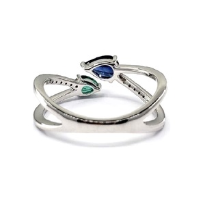 Oem Jewelry Popular Design Best Quality 18k Solid Pink Gold Natural Diamond Thailand Sapphire Emerald Cluster Ring for Lady - Product Image 3