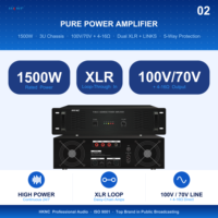 Amplificateur de puissance PA pur 1500W HG-GA3A51, sortie 100V/70V, en métal durable pour système de sonorisation multi-zones