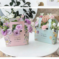 Emballage de fleurs pour fleuriste, cadeau de la Saint-Valentin, bouquet DIY, dossiers en carton artistique, revêtement UV, logo personnalisé, emballage portable