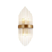 Lampu Dinding LED Kristal Mewah Nordik Postmodern dengan Rangka Besi untuk Latar Belakang TV Ruang Tamu dan Lampu Dinding Kamar Tidur