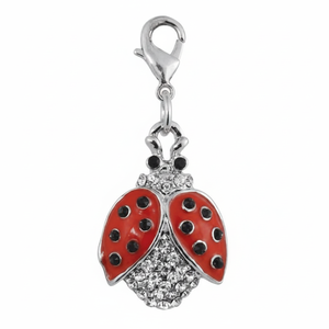 Ciondolo Coccinella in Argento con Smalto Rosso e Cristalli, Gioiello di Moda - Product Image 2