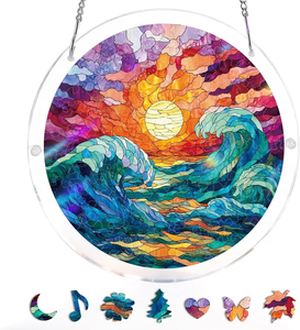 <span class=keywords><strong>Puzzle</strong></span> acrylique paysage dessin animé, mini <span class=keywords><strong>puzzle</strong></span> personnalisé à faire soi-même, cadeau découpé au laser, décoration de fenêtre, vente en gros, décoration intérieure, directement de l'usine - Product Image 5