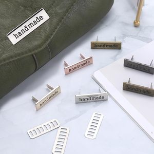 TXIN Pieces Handmade Metal Labels With Shim Rectangle Alloy Tags Hand Made Printed Signs Label For DIY Crafts Sewing Items <b>Purse</b> - Product Image 6
