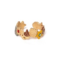 Bague fantaisie pour femme, style vintage, motif animaux du royaume animal, chaton et biscuits assortis, design unique et amusant, en cuivre
