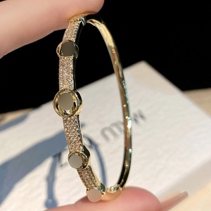 H-Shaped Zircon <b>Bracelet</b> 18K Gold Plated Micro Insert <b>Copper</b> Jewelry Gift For Women Winter 2024 Yiwu Origin - Product Image 2