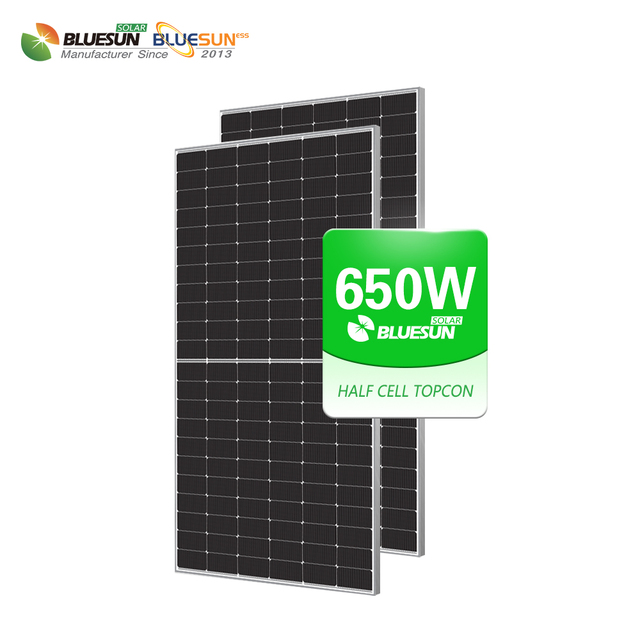 Bluesun Best Value N-Type Topcon Bifacial 24.06% Efficiency Solar Panel 630 640 650 660W Top-notch Quality for Home Use