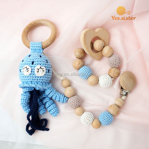 Jouet sensoriel en crochet doux en coton, <span class=keywords><strong>anneau</strong></span> <span class=keywords><strong>de</strong></span> <span class=keywords><strong>dentition</strong></span> <span class=keywords><strong>pieuvre</strong></span>, hochet, écologique, qualité alimentaire, unisexe, coffret cadeau pour bébé, sans BPA - Product Image 2