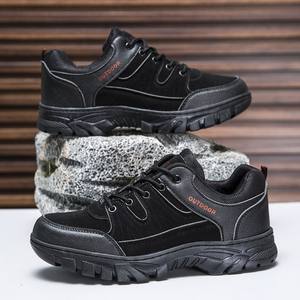 Chaussures de randonnée d'extérieur pour hommes grandes tailles, bottes de travail à lacets, tendance 2025, avec fausse fourrure à l'avant et semelle extérieure en caoutchouc, chaussures de sécurité, autres chaussures - Product Image 5