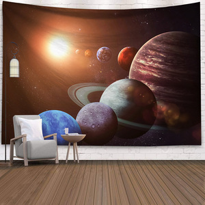Tapiz Psicodélico con Diseño de Estrellas y Luna, Hermosa Manta Vintage con Estampado de Galaxia y Planetas para Decoración del Hogar - Product Image 2