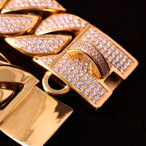 316L स्टेनलेस स्टील लक्जरी कस्टम सोने की हीरे की क्यूबा पिटबुल बुलडॉग कुत्ते की चेन हार के लिए बड़ा कुत्ता कॉलर - Product Image 4