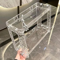 Étagère de rangement double niveau portable et détachable en plastique, motif glacier, style luxe léger, pour cosmétiques