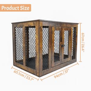 กรงสุนัขทำจากไม้โลหะขนาดใหญ่สำหรับบ้านสุนัขสไตล์เฟอร์นิเจอร์ในร่มที่ทันสมัยสำหรับงานหนัก - Product Image 5