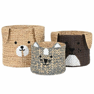 Suitable for Kids Room Bohemian Water Hyacinth <b>Baskets</b> Cute Animal Hamper for Toy <b>Storage</b> Container for Nursery and Home Decor - Product Image 2