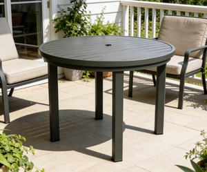 <span class=keywords><strong>Mesa</strong></span> de Centro Redonda de Aluminio <span class=keywords><strong>para</strong></span> Exteriores, Color Gris Oscuro, Resistente a la Intemperie, <span class=keywords><strong>con</strong></span> Orificio <span class=keywords><strong>para</strong></span> <span class=keywords><strong>Sombrilla</strong></span>, <span class=keywords><strong>para</strong></span> Balcón o <span class=keywords><strong>Terraza</strong></span> - Product Image 2