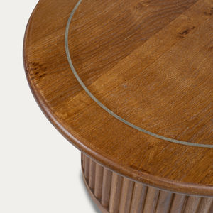 Table basse ronde en bois massif de chêne, style moderne et naturel, pour salon, chambre d'hôtel, extérieur, table basse de luxe unique - Product Image 2