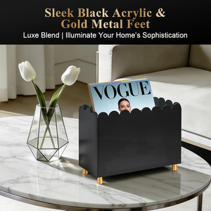Porte-revues <span class=keywords><strong>en</strong></span> acrylique avec bord ondulé, pieds dorés, support de bureau pour livres et journaux, organisateur de rangement peu encombrant pour la maison et le bureau - Product Image 5