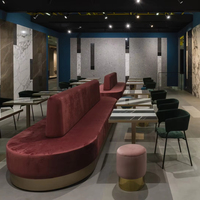 Bancs ovales en velours confortables pour restaurant moderne, mobilier commercial pour restaurant à service complet