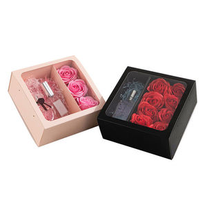 Caja de Flores Económica con Ventana Transparente de PVC, Caja Cuadrada para Exhibición de Perfumes y Rosas con Asa de Listón - Product Image 2