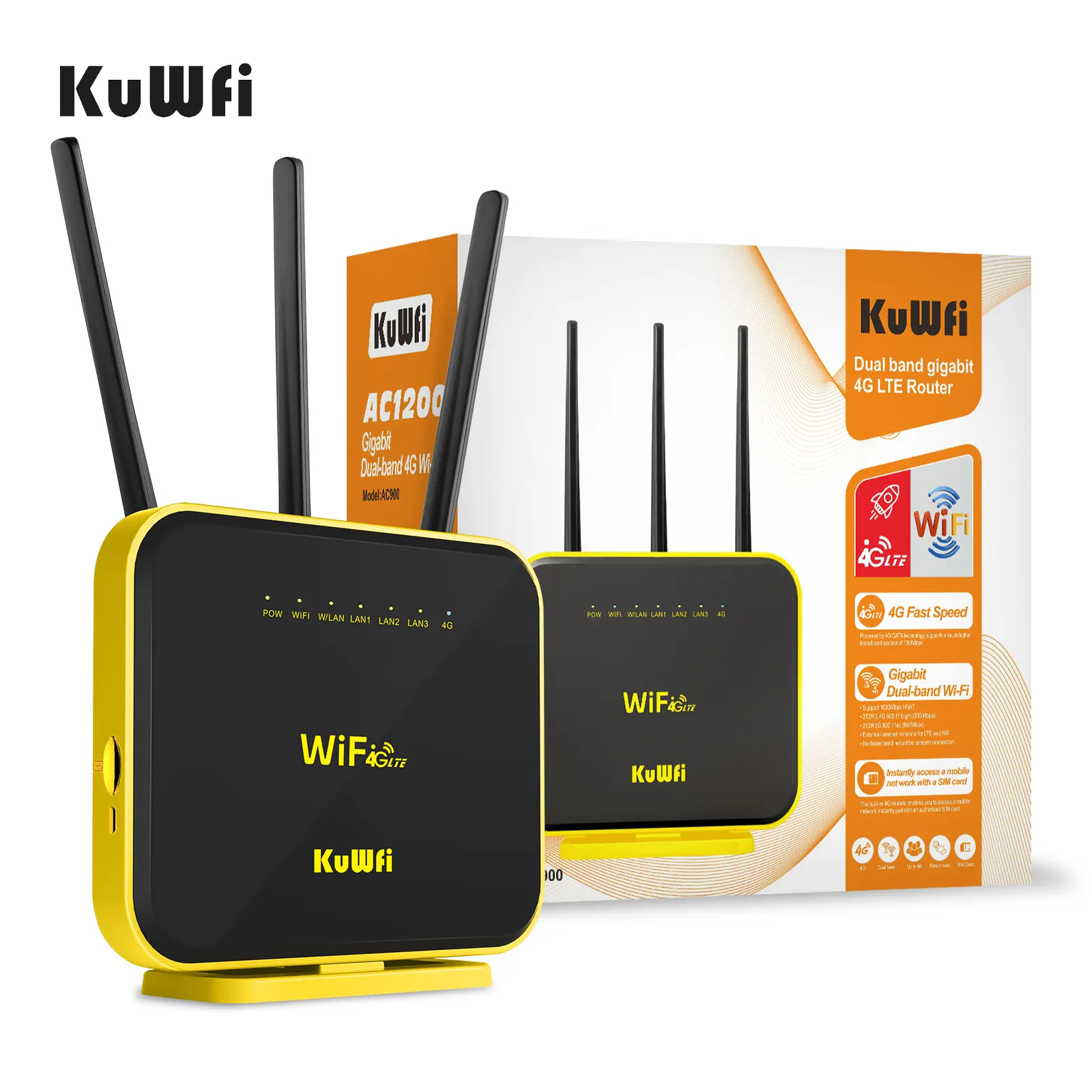 เราเตอร์ Wifi 4G 2.4 Mbps,เราเตอร์ Wifi Dual Band Wireless 4G พร้อมช่องใส่ซิมการ์ดเราเตอร์ Wifi 1200G/5Ghz 4G