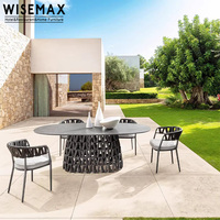 Meubles WISEMAX, style nordique, meubles d'extérieur, table et chaises en aluminium tressé en corde, chaise de jardin pour cour et patio