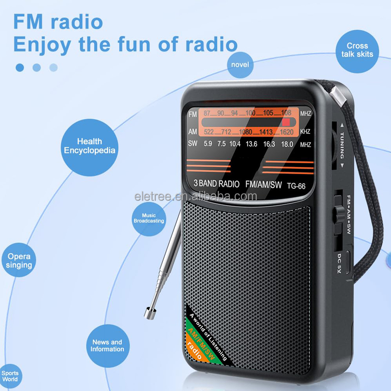 AudioComm 木目調ポータブルラジオAmlFM RAD-T785Z-WK