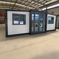 Maison mobile à double aile extensible de 20 pieds, panneaux sandwich EPS, entièrement finie, style ferme moderne du milieu du siècle, petite maison, fournie directement par l'usine