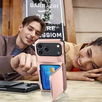 Casing Dompet Kartu Hybrid Hard PC Soft TPU Anti Slip Shock Absorption dengan Kickstand untuk iPhone 18 17 Pro Max 16 Pro