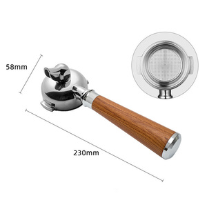 Portafiltro de Espresso de 58 mm Compatible con Cafeteras E61, con Boquilla, 2 Orejas, Cabezal de Acero Inoxidable, Cesta de Filtro y Mango de Madera - Product Image 2