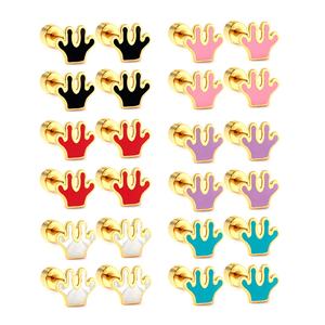 Pendientes de Acero Inoxidable con Baño de Oro de 18K para Niños, Diseño Moderno y Único, con Esmalte y Forma de Animal, OEM/ODM - Product Image 3