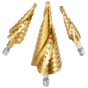 4-12 4-20 4-32ミリメートルHSS Titanium Coated Step Drill Bit Drilling Power ToolsためMetal High Speed Steel Wood Hole Cutter Cone Drill