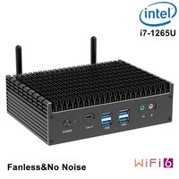 Mini PC sin ventilador de 13. ª generación Alder Lake 2,5G Intel i7 1355U i5 1335U Diseño de renderizado de escritorio Mini PC para juegos Computadora HD DP Tipo-C