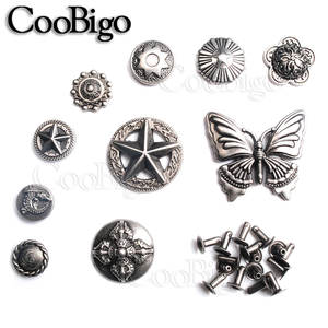 Conjuntos de Conchos de Pewter, tachuelas de remache, pinchos Punk Rock, cuero, artesanía, zapatos, bolsa, Collar de mascotas, decoración artesanal, Escudo de <span class=keywords><strong>estrella</strong></span> de mariposa, 100 Uds. - Product Image 4