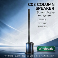 Enceinte colonne active professionnelle 8 pouces avec DSP et 4 modes préréglés, portable pour églises et sonorisation en direct