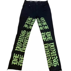 Pantalones Vaqueros Anchos de Algodón con Estampado Personalizado para Hombre, Estilo Urbano - Product Image 6