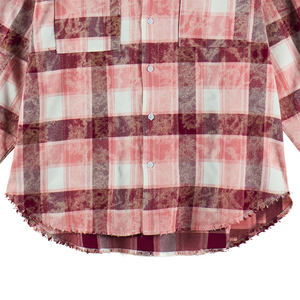 Tkan 168 bán buôn unisex thời trang dạo phố giản dị rô chắp vá kẻ sọc Áo sơ mi người đàn ông Boxy cắt quá khổ flannel Áo sơ mi cho nam giới - Product Image 3