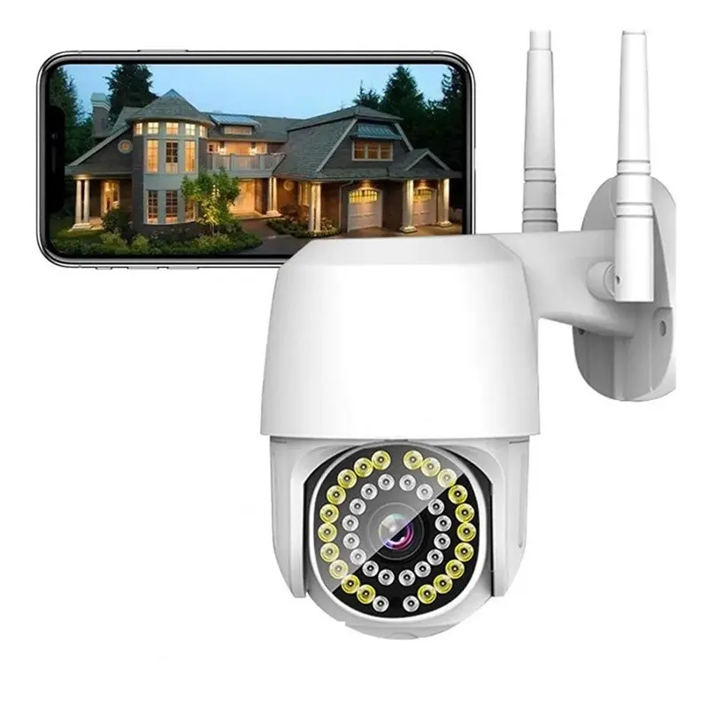 Fabriek Oem 38Pcs Led Verlichting Kleur Nachtzicht 360 Ogen App Ptz Controle Draadloze Cctv Outdoor Wifi Ip Security dome Camera