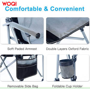 Silla Plegable para Exteriores Woqi, Marco de Aluminio, Tela Oxford, Respaldo Alto, Silla de Jardín, Camping, Playa, con Portavasos - Product Image 4