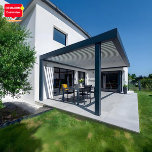Pergola moderne en aluminium à lames orientables, <span class=keywords><strong>terrasse</strong></span> extérieure, pare-soleil imperméable, toit de patio avec éclairage LED - Product Image 6