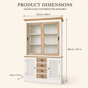 <span class=keywords><strong>Buffet</strong></span> de salon bicolore en bois avec portes coulissantes vitrées, 4 tiroirs et étagères à persiennes - Product Image 6
