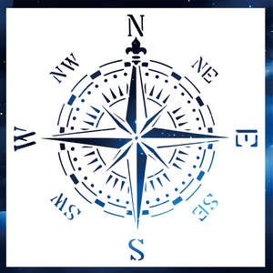 Plantillas de Brújula para Pintar <span class=keywords><strong>en</strong></span> Madera, Paredes, <span class=keywords><strong>Tela</strong></span>, Aerógrafo y Más |   Plantilla de Mylar Reutilizable de 11.8 x 11.8 Pulgadas - Product Image 1